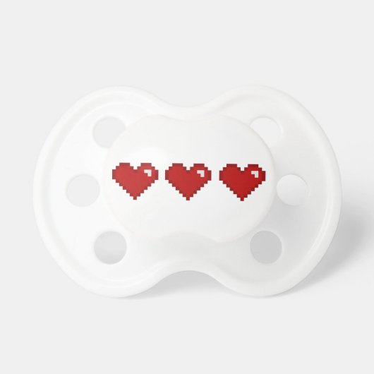 Baby Gamer 8bit Hearts Pacifier (Front)