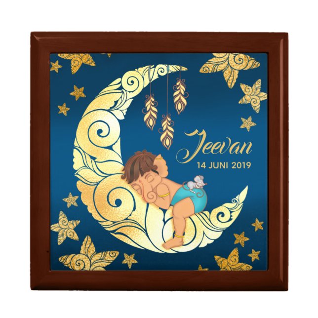 Baby Ganesha Sleeping amongst the moon and stars Gift Box (Front)