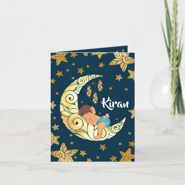 Baby Ganesha sleeping on the moon Announcement (Front)