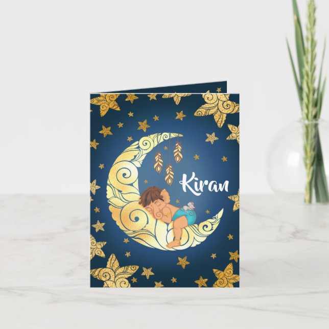 Baby Ganesha sleeping on the moon Announcement (Front)