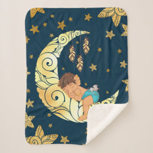 Baby Ganesha with moon and stars Sherpa Blanket