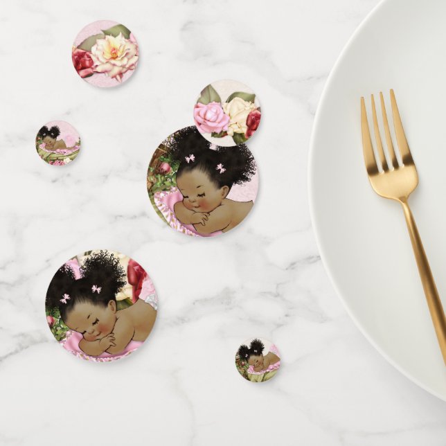 Baby Garden Roses Pink Ivory Green Afro Puffs Confetti (Group)