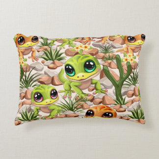 Baby Geckos Cute Cartoon Characters Accent Pillow