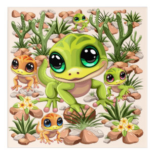 Baby Geckos Cute Cartoon Characters Acrylic Print