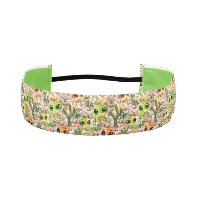 Baby Geckos Cute Cartoon Characters Athletic Headband (Front)
