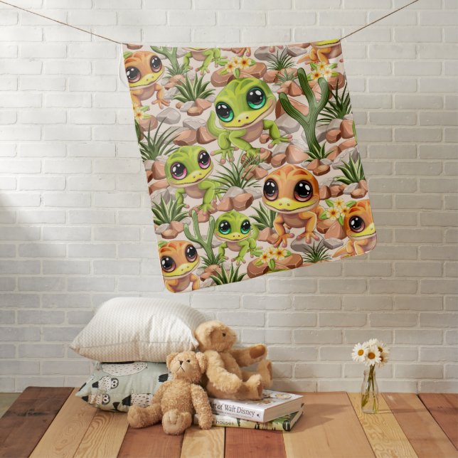 Baby Geckos Cute Cartoon Characters Baby Blanket (In Situ)