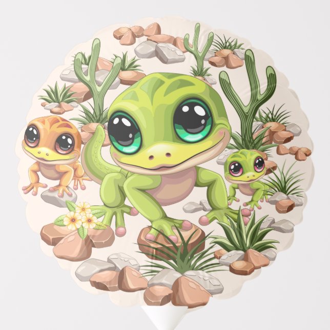 Baby Geckos Cute Cartoon Characters Balloon (Front)