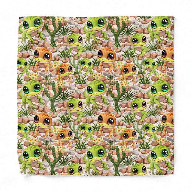 Baby Geckos Cute Cartoon Characters Bandana (Front)