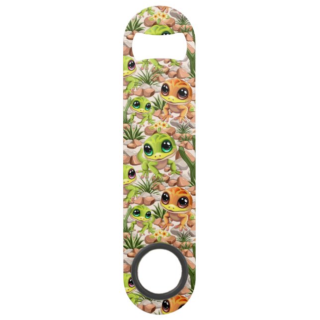 Baby Geckos Cute Cartoon Characters Bar Key (Front)