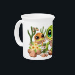 Baby Geckos Cute Cartoon Characters Beverage Pitcher<br><div class="desc">Cute Little Baby Gecko Lizards smiling set of four Characters. Lovely and cheerful cartoon characters,  one is green,  the other is Brown,  with big and sweet green,  pink,  blue and brown eyes. Original Vector art isolated on white,  copyright BluedarkArt TheChameleonArt.</div>