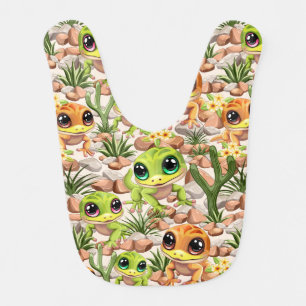 Baby Geckos Cute Cartoon Characters Bib