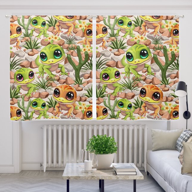 Baby Geckos Cute Cartoon Characters Blackout Curtains (Living Room)