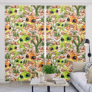 Baby Geckos Cute Cartoon Characters Blackout Curtains