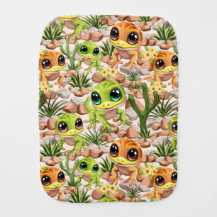 Baby Geckos Cute Cartoon Characters Burp Cloth