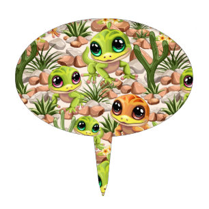 Baby Geckos Cute Cartoon Characters Cake Topper