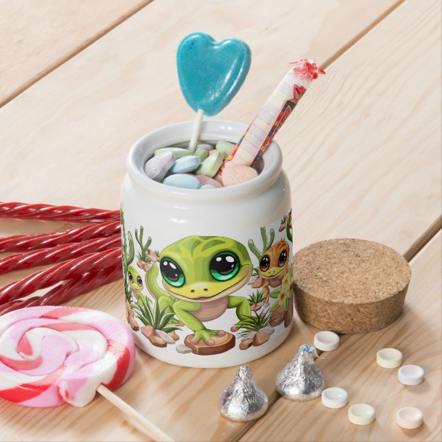 Baby Geckos Cute Cartoon Characters Candy Jar (In Situ)