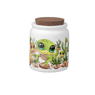Baby Geckos Cute Cartoon Characters Candy Jar