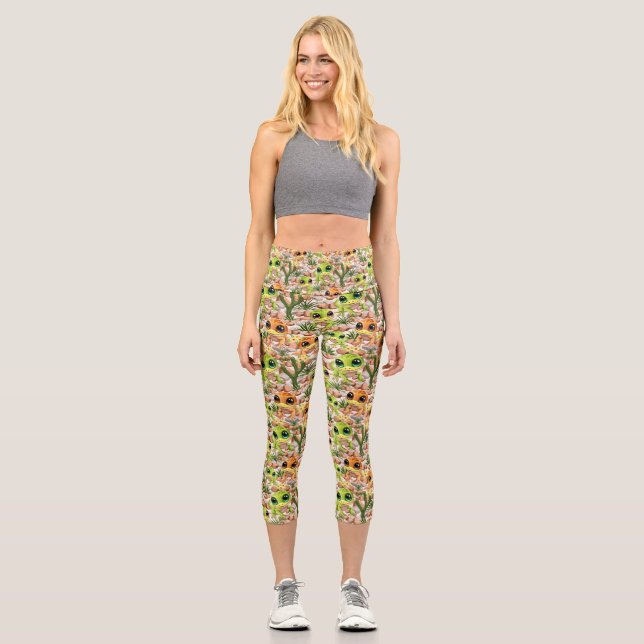 Baby Geckos Cute Cartoon Characters Capri Leggings (Front)