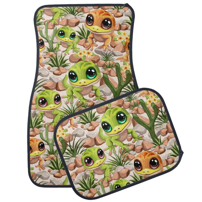 Baby Geckos Cute Cartoon Characters Car Floor Mat (Set)