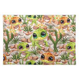 Baby Geckos Cute Cartoon Characters Cloth Placemat