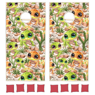 Baby Geckos Cute Cartoon Characters Cornhole Set