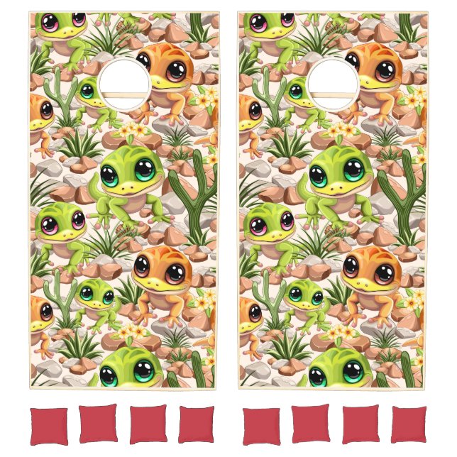 Baby Geckos Cute Cartoon Characters Cornhole Set (Set)