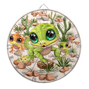 Baby Geckos Cute Cartoon Characters Dart Board