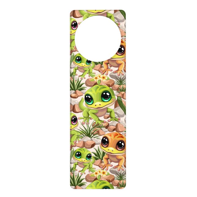 Baby Geckos Cute Cartoon Characters Door Hanger (Front)