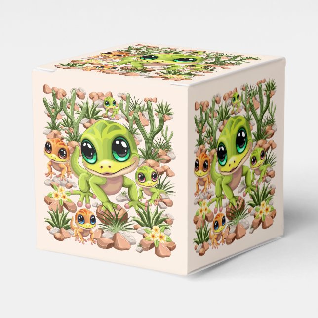 Baby Geckos Cute Cartoon Characters Favor Boxes (Front Side)