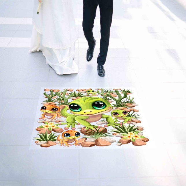 Baby Geckos Cute Cartoon Characters Floor Decals (Wedding)
