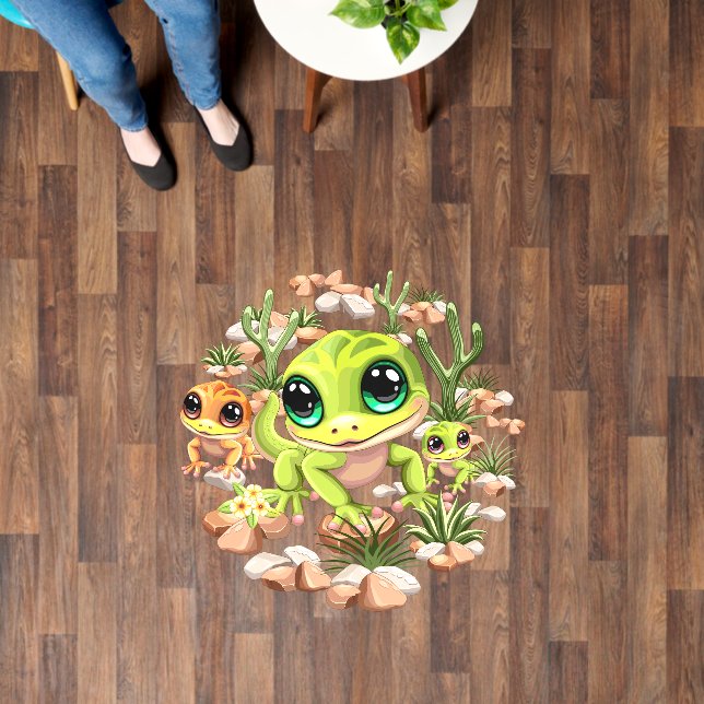 Baby Geckos Cute Cartoon Characters Floor Decals (Floor)