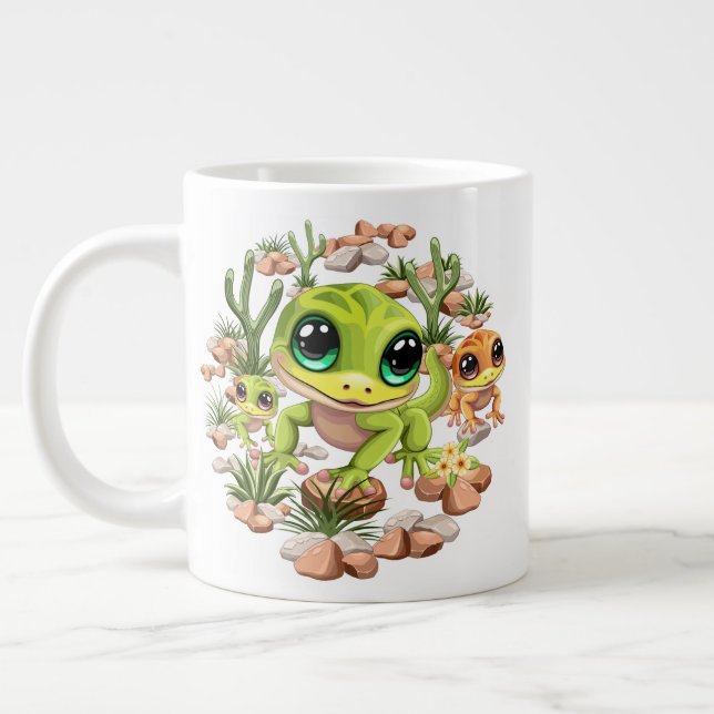 Baby Geckos Cute Cartoon Characters Giant Coffee Mug (Left)