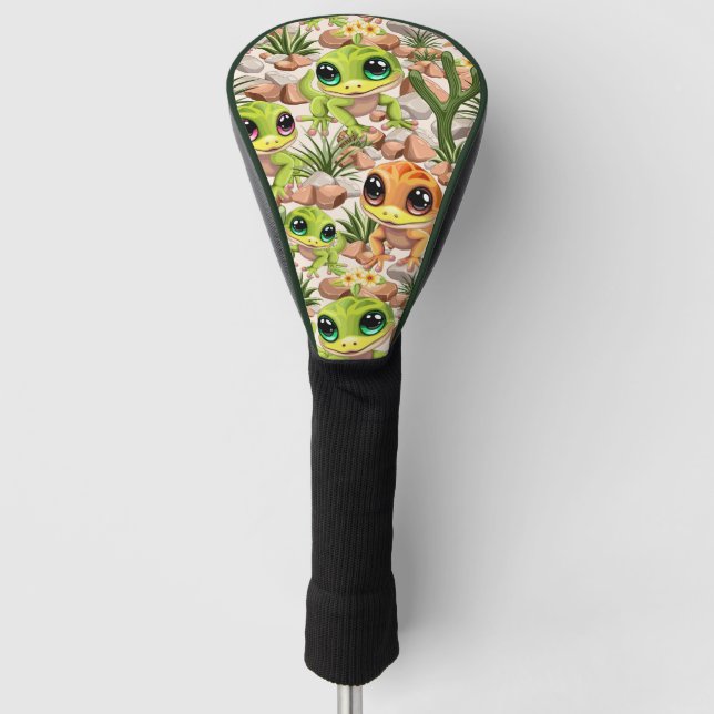 Baby Geckos Cute Cartoon Characters Golf Head Cover (Front)