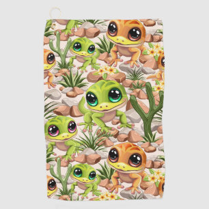 Baby Geckos Cute Cartoon Characters Golf Towel