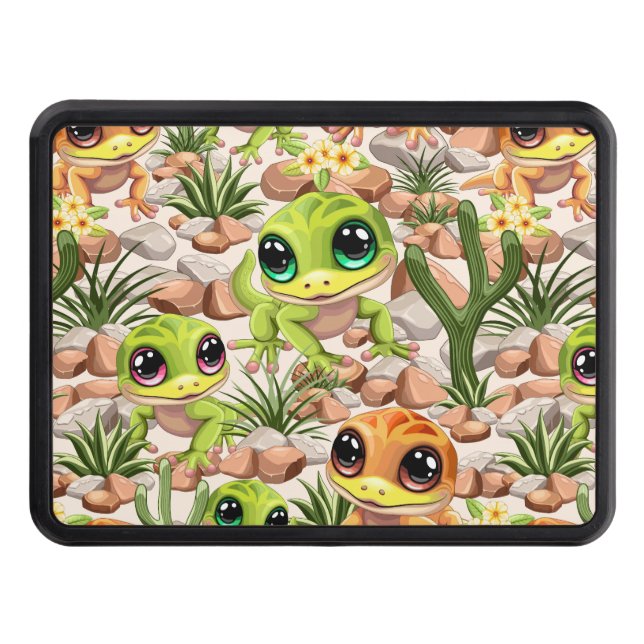Baby Geckos Cute Cartoon Characters Hitch Cover (Front)