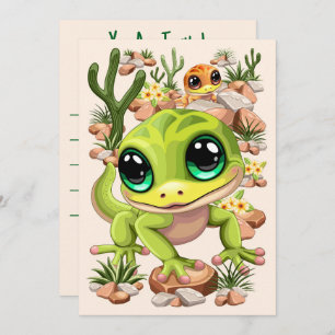 Baby Geckos Cute Cartoon Characters Invitation