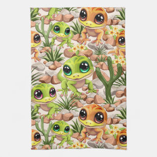 Baby Geckos Cute Cartoon Characters Kitchen Towel