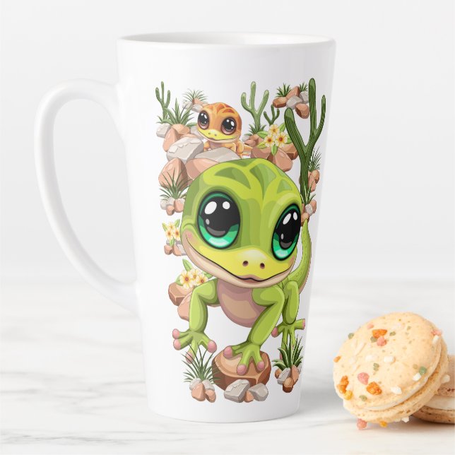 Baby Geckos Cute Cartoon Characters Latte Mug (In Situ)