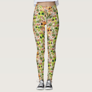 Baby Geckos Cute Cartoon Characters Leggings