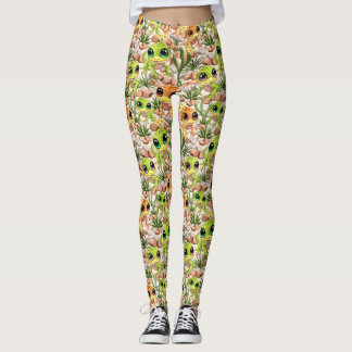 Baby Geckos Cute Cartoon Characters Leggings