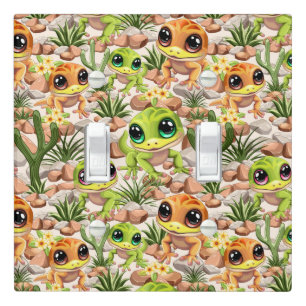 Baby Geckos Cute Cartoon Characters Light Switch Cover