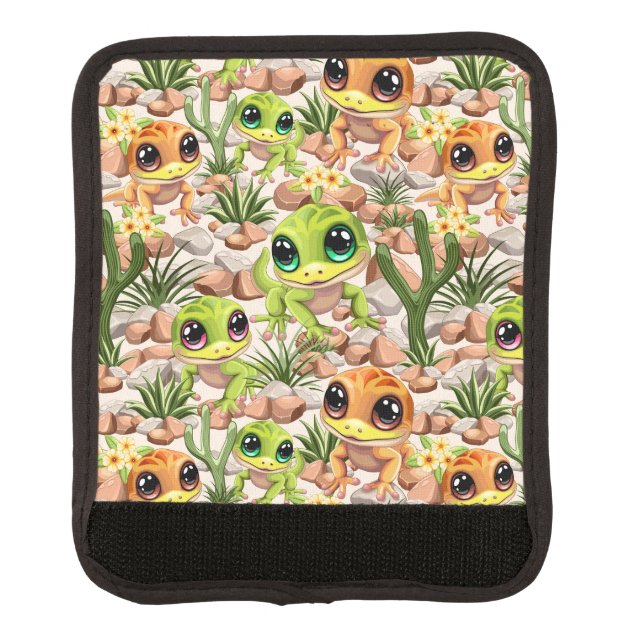 Baby Geckos Cute Cartoon Characters Luggage Handle Wrap (Front)