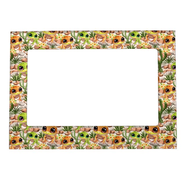 Baby Geckos Cute Cartoon Characters Magnetic Frame (Front)