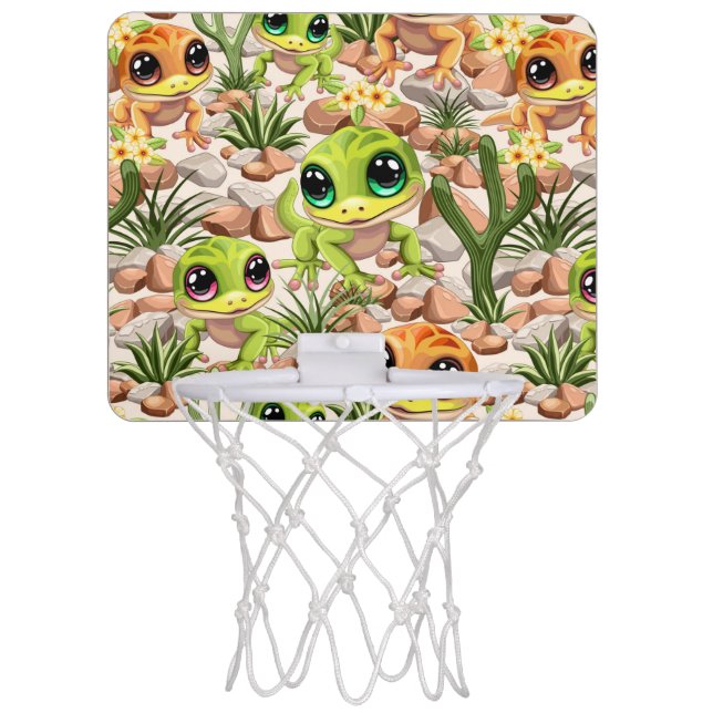 Baby Geckos Cute Cartoon Characters Mini Basketball Hoop (Front)