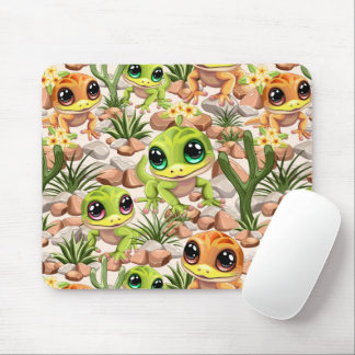 Baby Geckos Cute Cartoon Characters Mouse Pad