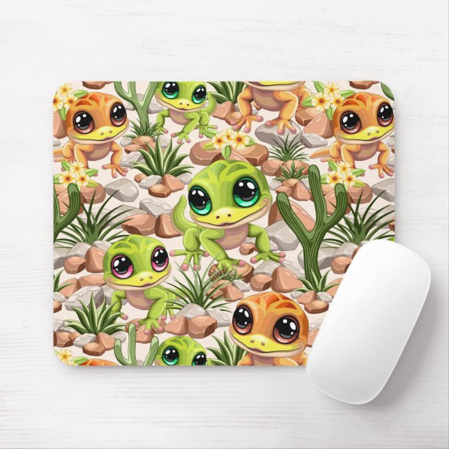 Baby Geckos Cute Cartoon Characters Mouse Pad (With Mouse)