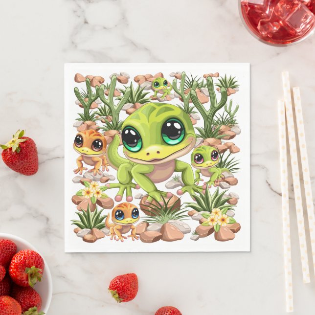 Baby Geckos Cute Cartoon Characters Napkins (Insitu)