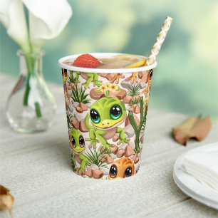 Baby Geckos Cute Cartoon Characters Paper Cups