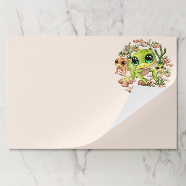 Baby Geckos Cute Cartoon Characters Paper Pad (Folded)