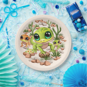 Baby Geckos Cute Cartoon Characters Paper Plates